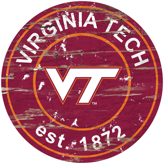 Fan Creations 24" Wall Art Virginia Tech Distressed 24" Round Sign