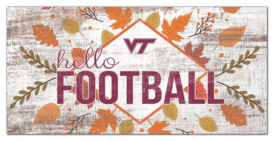 Fan Creations Holiday Home Decor Virginia Tech Hello Football 6x12