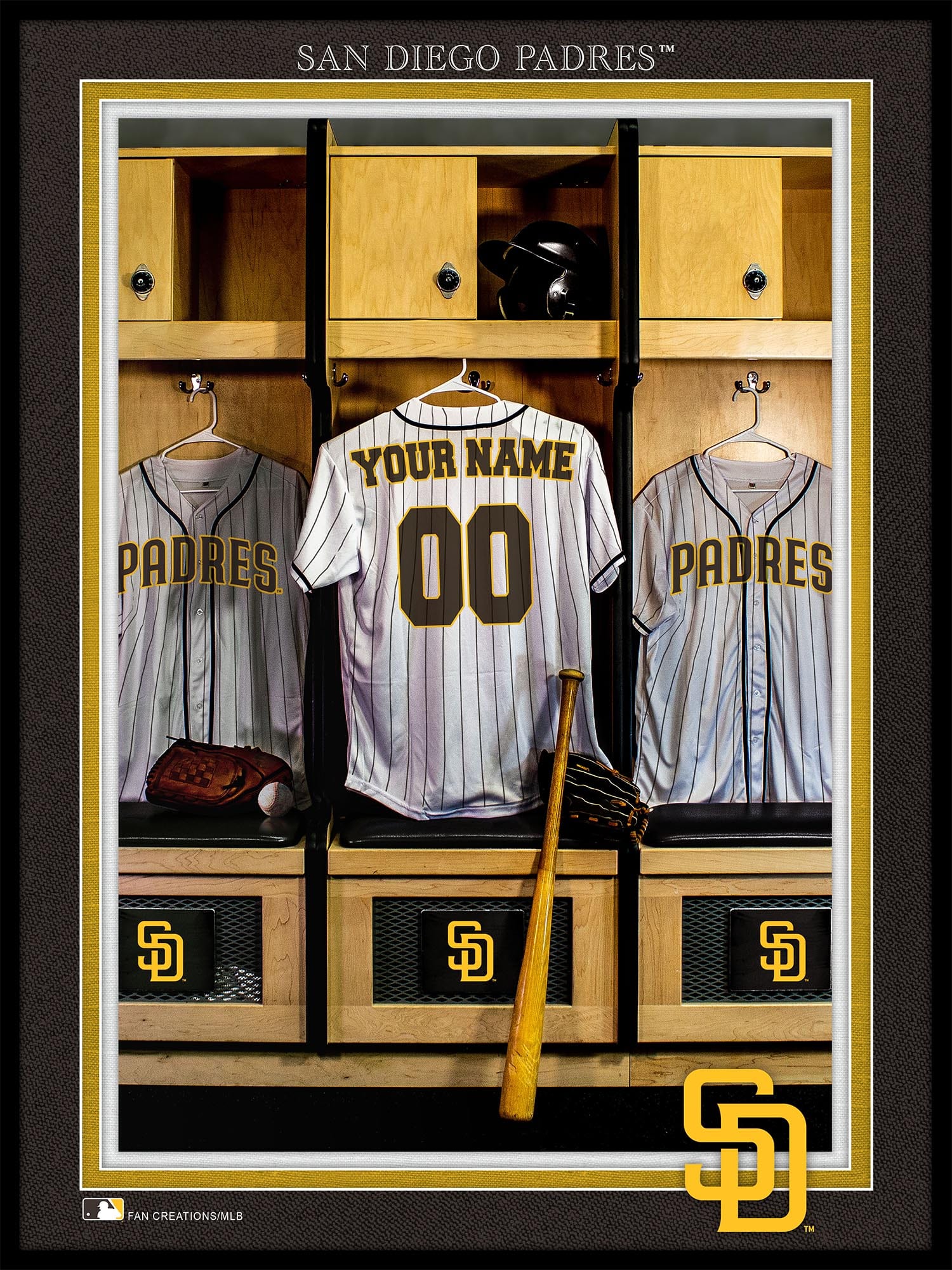 San Diego Padres Locker Room Single Jersey 12x16 – Fan Creations GA