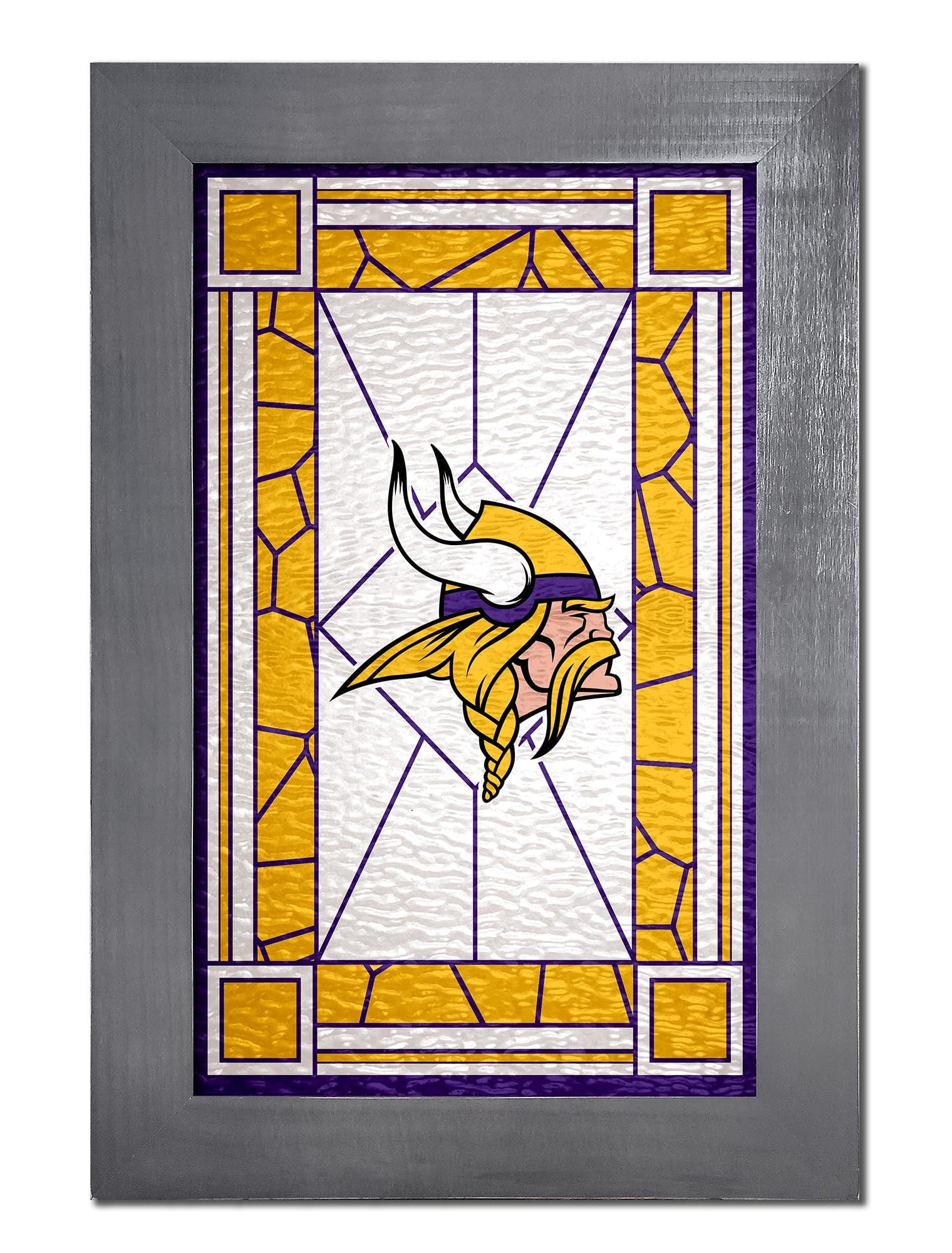 Minnesota Vikings Inspired Stained Glass Window Panel hand order painted