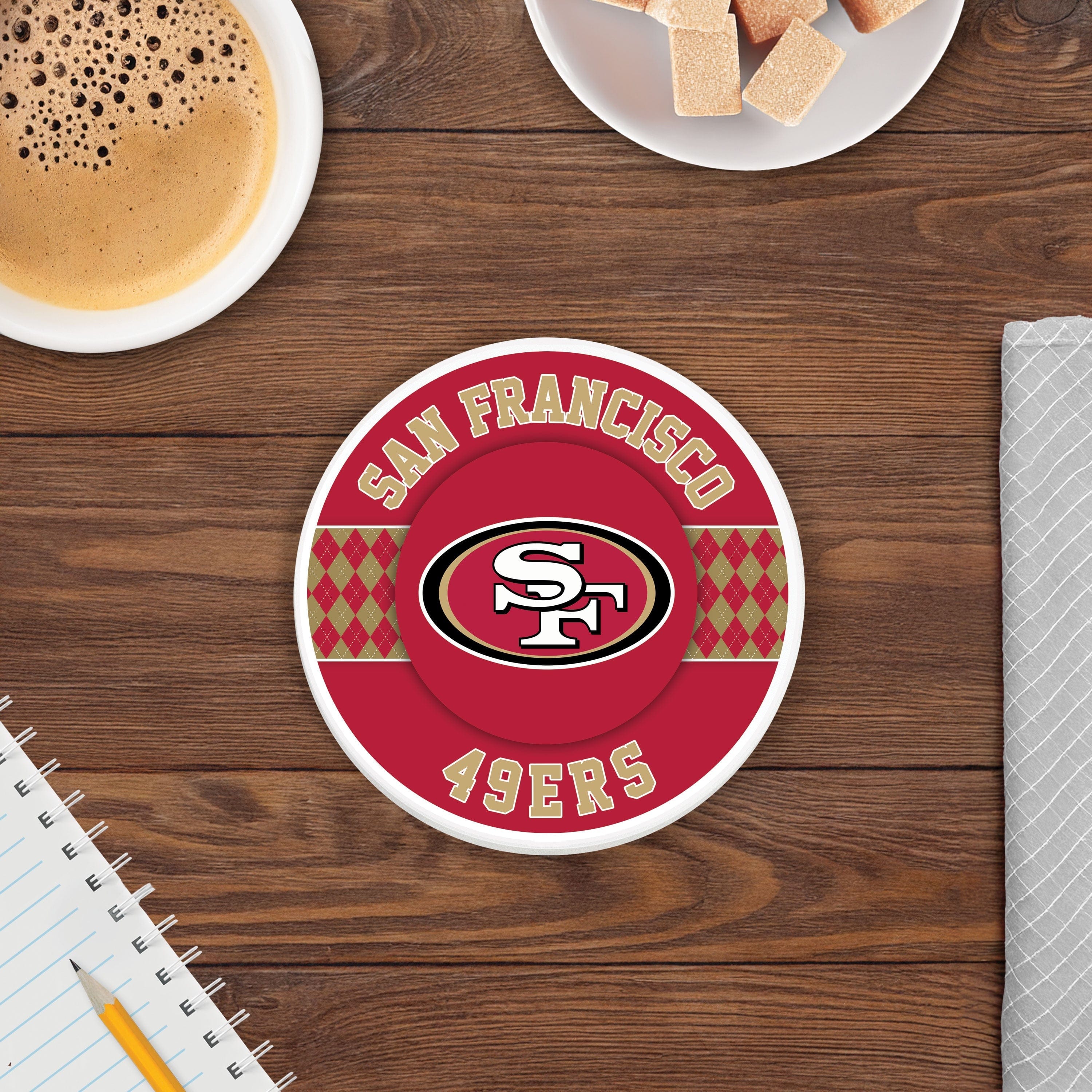 NFL - San Francisco 49ers 4 inch Ceramic Argyle Coaster – Fan