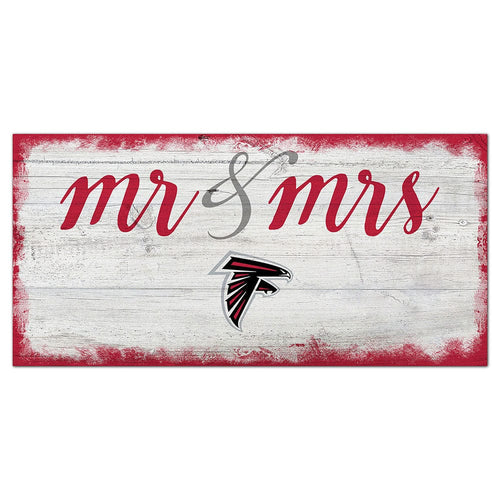 Fan Creations 6x12 Horizontal Atlanta Falcons Script Mr & Mrs 6x12 Sign