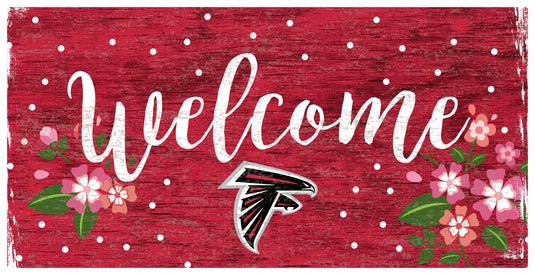 Fan Creations 6x12 Horizontal Atlanta Falcons Welcome Floral 6x12 Sign