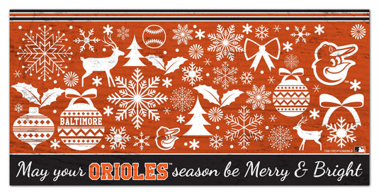 Fan Creations Holiday Home Decor Baltimore Orioles Merry and Bright 6x12