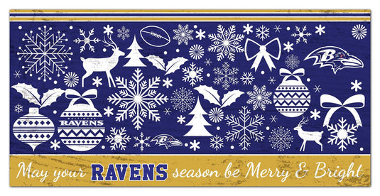 Fan Creations Holiday Home Decor Baltimore Ravens Merry and Bright 6x12