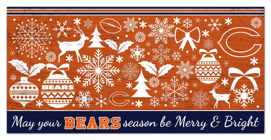 Fan Creations Holiday Home Decor Chicago Bears Merry and Bright 6x12