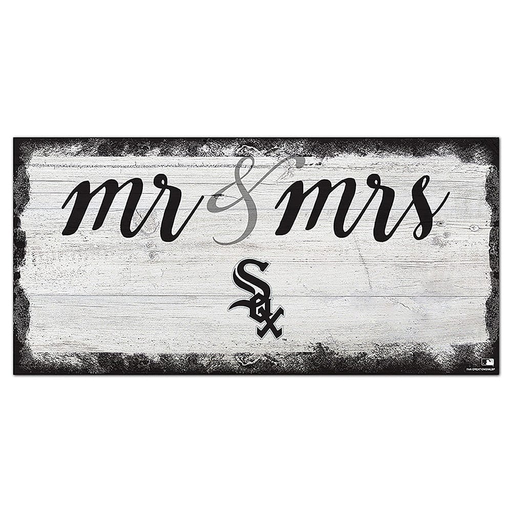 Chicago White Sox Script Mr & Mrs 6x12 Sign