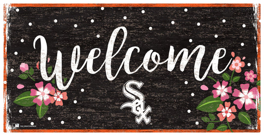 Fan Creations 6x12 Horizontal Chicago White Sox Welcome Floral 6x12 Sign