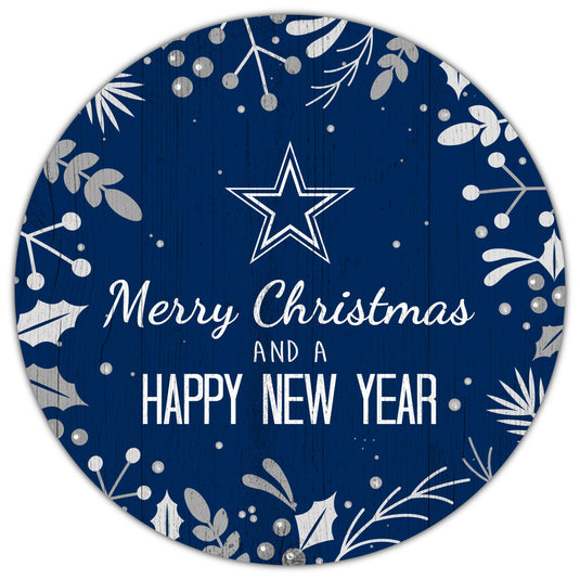 Fan Creations Holiday Home Decor Dallas Cowboys Merry Christmas & Happy New Years 12in Circle