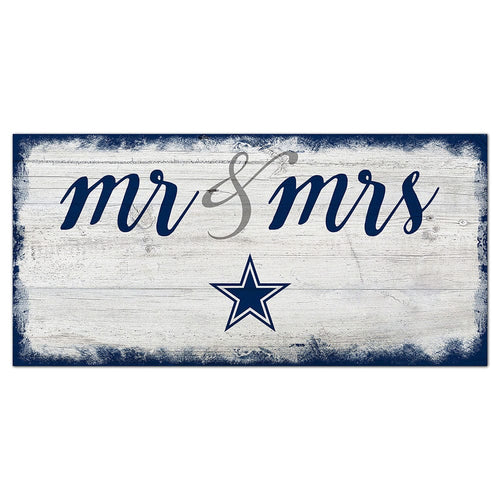 Fan Creations 6x12 Horizontal Dallas Cowboys Script Mr & Mrs 6x12 Sign