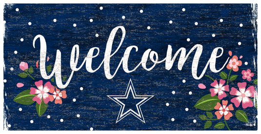 Fan Creations 6x12 Horizontal Dallas Cowboys Welcome Floral 6x12 Sign