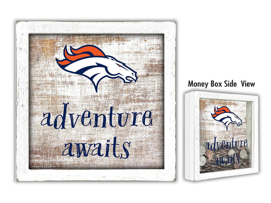 Fan Creations Desktop Stand Denver Broncos Adventure Awaits Money Box