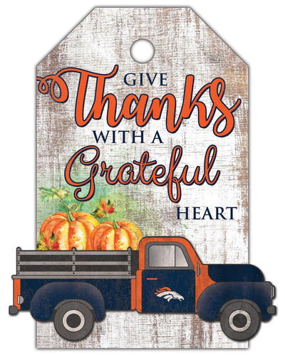 Fan Creations Holiday Home Decor Denver Broncos Gift Tag and Truck 11x19