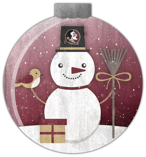 Fan Creations Holiday Home Decor Florida State Snowglobe 12in Wall Art