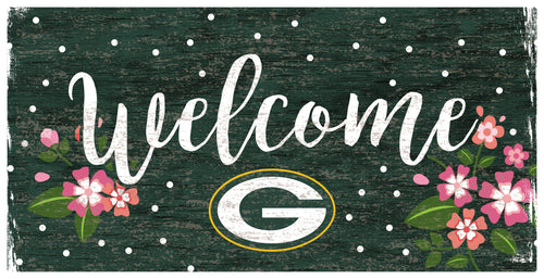 Fan Creations 6x12 Horizontal Green Bay Packers Welcome Floral 6x12 Sign