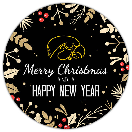 Fan Creations Holiday Home Decor Iowa Merry Christmas & Happy New Years 12in Circle