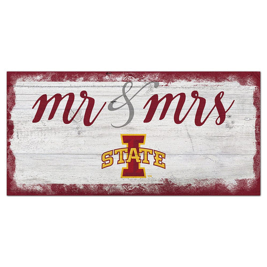 Fan Creations 6x12 Horizontal Iowa State Script Mr & Mrs 6x12 Sign