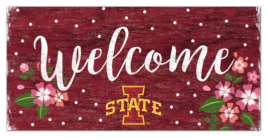 Fan Creations 6x12 Horizontal Iowa State Welcome Floral 6x12 Sign
