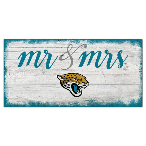 Fan Creations 6x12 Horizontal Jacksonville Jaguars Script Mr & Mrs 6x12 Sign