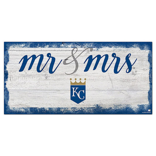Fan Creations 6x12 Horizontal Kansas City Royals Script Mr & Mrs 6x12 Sign