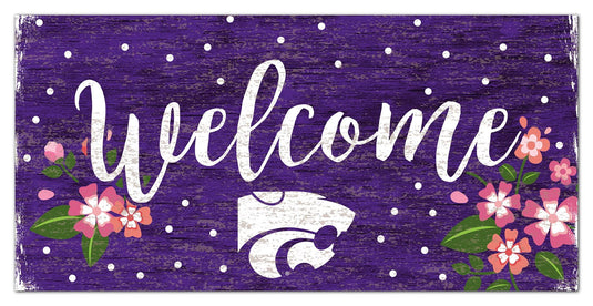 Fan Creations 6x12 Horizontal Kansas State Welcome Floral 6x12 Sign
