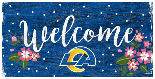Fan Creations 6x12 Horizontal Los Angeles Rams Welcome Floral 6x12 Sign