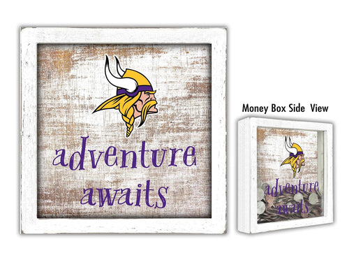 Fan Creations Desktop Stand Minnesota Vikings Adventure Awaits Money Box