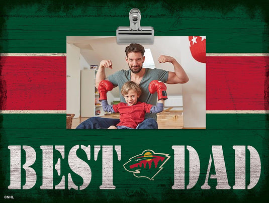 Fan Creations Desktop Stand Minnesota Wild Best Dad With Stripe Clip Frame