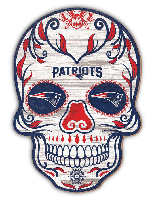 Fan Creations Holiday Home Decor New England Patriots Sugar Skull 12in