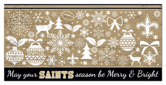 Fan Creations Holiday Home Decor New Orleans Saints Merry and Bright 6x12