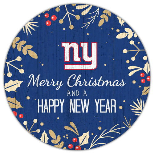 Fan Creations Holiday Home Decor New York Giants Merry Christmas & Happy New Years 12in Circle