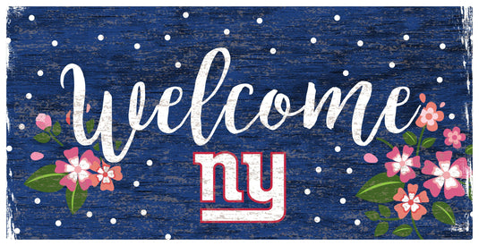 Fan Creations 6x12 Horizontal New York Giants Welcome Floral 6x12 Sign