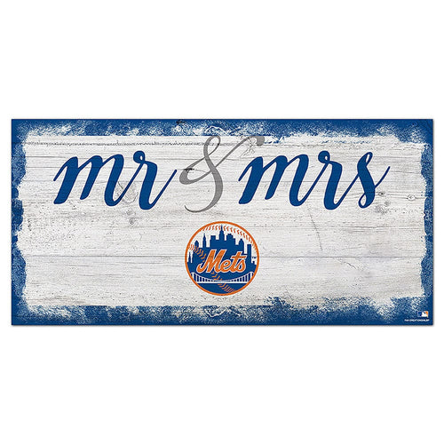 Fan Creations 6x12 Horizontal New York Mets Script Mr & Mrs 6x12 Sign