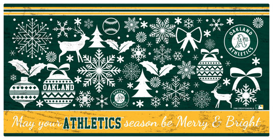 Fan Creations Holiday Home Decor Oakland Athletics Merry and Bright 6x12