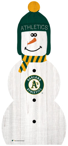 Fan Creations Holiday Home Decor Oakland Athletics Snowman 31in Leaner