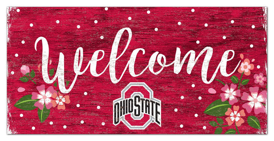 Fan Creations 6x12 Horizontal Ohio State University Welcome Floral 6x12 Sign