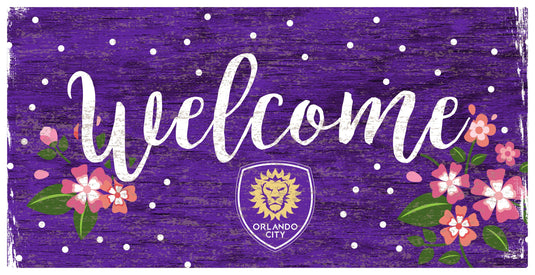 Fan Creations 6x12 Horizontal Orlando City Welcome Floral 6x12 Sign