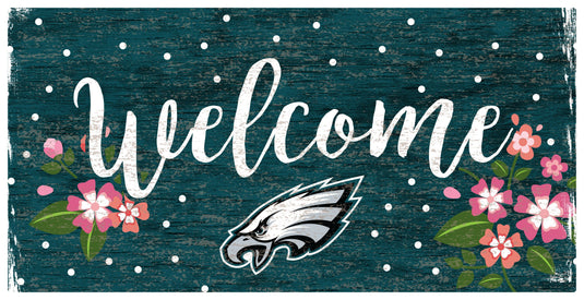 Fan Creations 6x12 Horizontal Philadelphia Eagles Welcome Floral 6x12 Sign