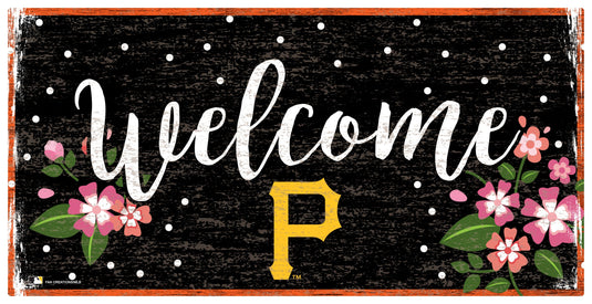 Fan Creations 6x12 Horizontal Pittsburgh Pirates Welcome Floral 6x12 Sign