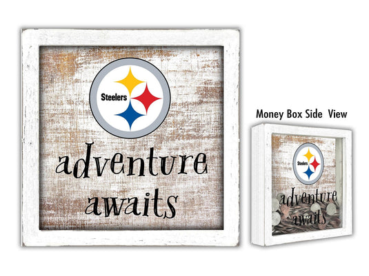 Fan Creations Desktop Stand Pittsburgh Steelers Adventure Awaits Money Box