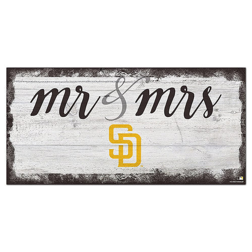 Fan Creations 6x12 Horizontal San Diego Padres Script Mr & Mrs 6x12 Sign
