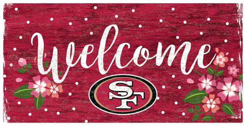 Fan Creations 6x12 Horizontal San Francisco 49ers Welcome Floral 6x12 Sign