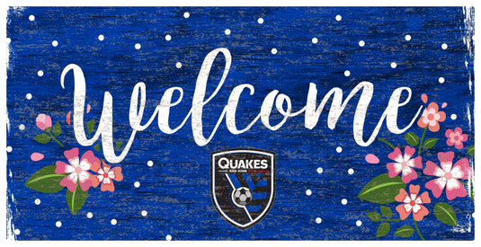 Fan Creations 6x12 Horizontal San Jose Earthquakes Welcome Floral 6x12 Sign