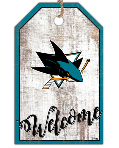 Fan Creations Holiday Home Decor San Jose Sharks Welcome 11x19 Tag