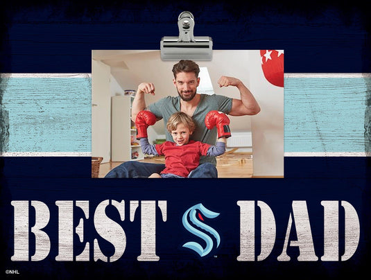 Fan Creations Desktop Stand Seattle Kraken Best Dad With Stripe Clip Frame