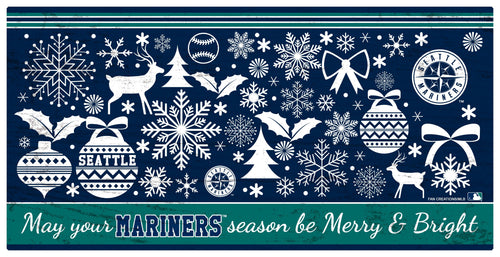 Fan Creations Holiday Home Decor Seattle Mariners Merry and Bright 6x12