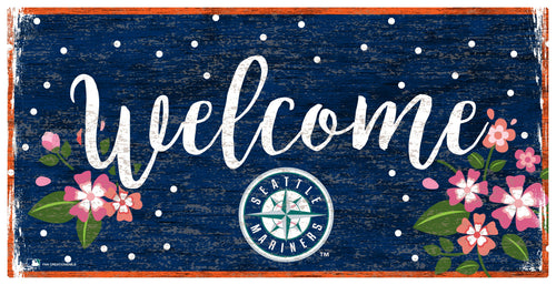 Fan Creations 6x12 Horizontal Seattle Mariners Welcome Floral 6x12 Sign