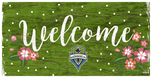 Fan Creations 6x12 Horizontal Seattle Sounders Welcome Floral 6x12 Sign