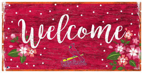 Fan Creations 6x12 Horizontal St. Louis Cardinals Welcome Floral 6x12 Sign