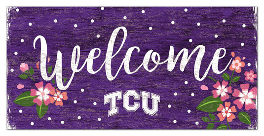 Fan Creations 6x12 Horizontal TCU Welcome Floral 6x12 Sign